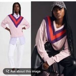 KULE Colorful Chevron Sweater in Pink and Purple